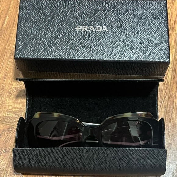 PRADA | Women's Black and Tortoise Shell Sunglasses with White accents - Picture 4 of 12